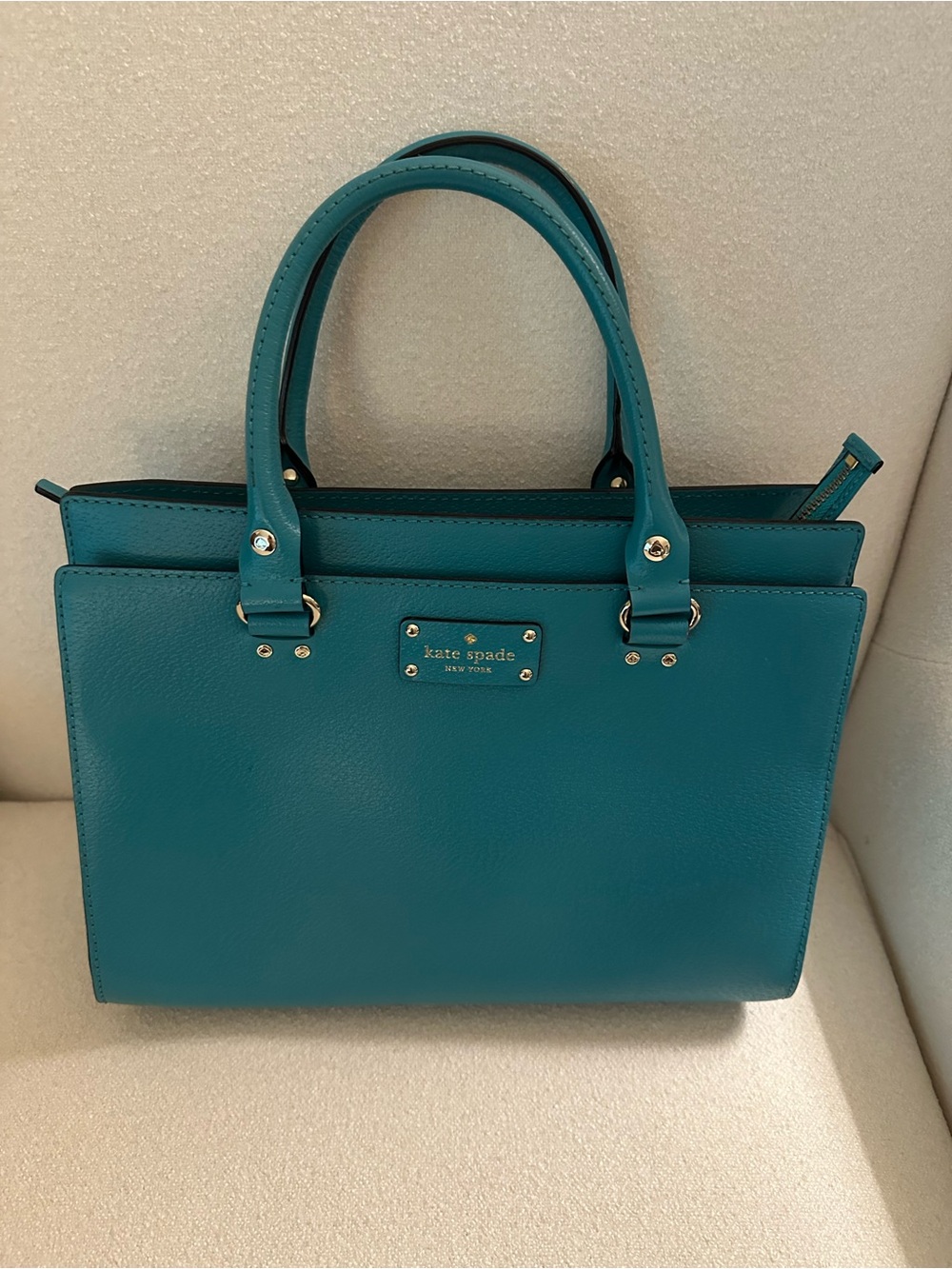 EUC kate spade Wellesley Durham Teal Structured Leather Satchel